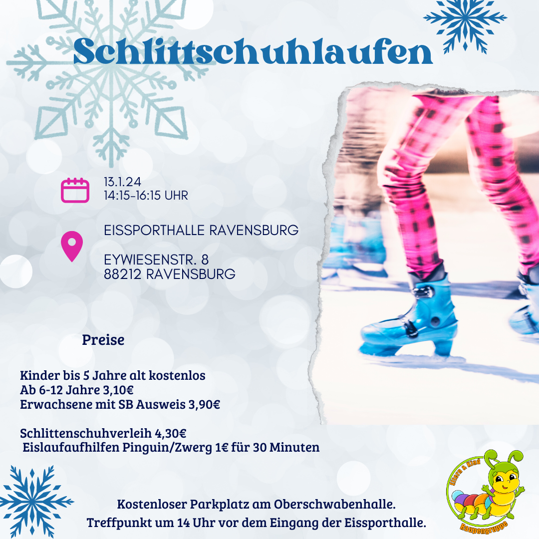 Ein Flyer mit dem Bild einer Person auf einem Schlittschuh