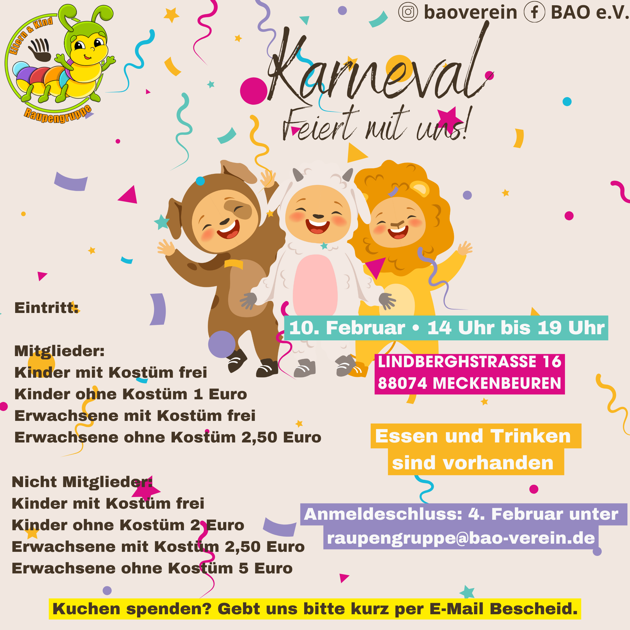 Ein Flyer für einen Karneval Party